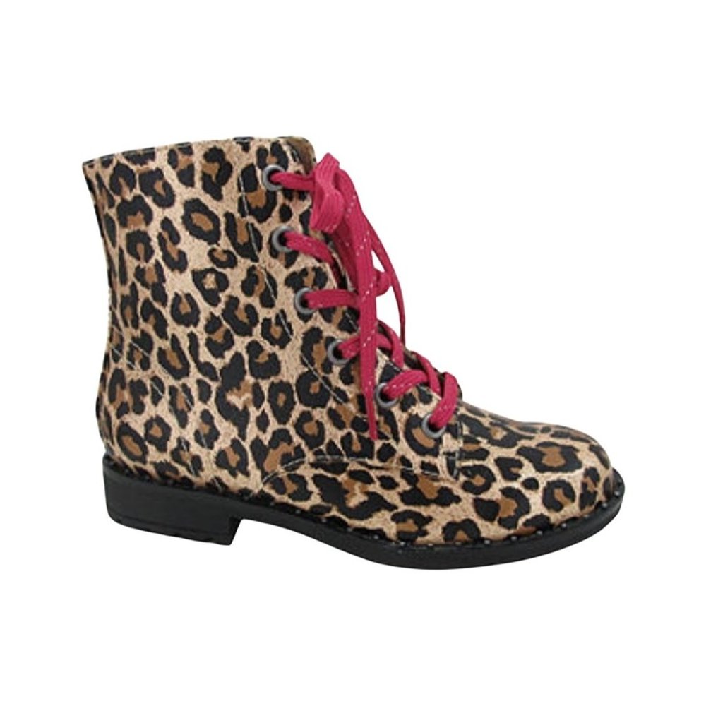 Pop Girls Lukas Lace Up Boots LEOPARD - Picture 3 of 6